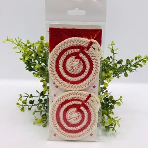 Rope Car Coasters Boho Red One Set of 2  Machine Washable For Car Cup Holders